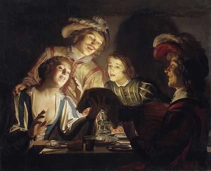乐团`Musical Group by Candlelight (1623) by Candlelight by Gerard van Honthorst
