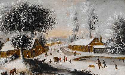 冬季景观`Winter Landscape by Gysbrecht Leytens