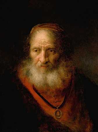 &;特罗尼一位老人，可能是犹太学者`;tronie of An Old Man, Possibly a Jewish Scholar (1642) by Govert Flinck