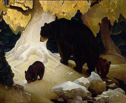 跌入山麓`Fall in the Foothills (ca. 1933~1934) by William Herbert Dunton