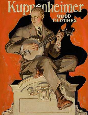 Kuppenheimer好衣服（班卓琴演奏者）`Kuppenheimer Good Clothes (Banjo Player) (circa 1920) by J.C. Leyendecker