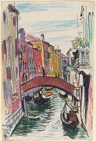 威尼斯运河`Canal, Venice (1912) by Oscar Bluemner