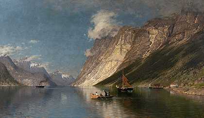 罗姆斯达尔湾`The Romsdal Fiord (1877) by Adelsteen Normann