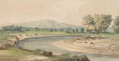 牛奶河和黑豹山`Milk River and Panther Mountain (1854) by John Mix Stanley