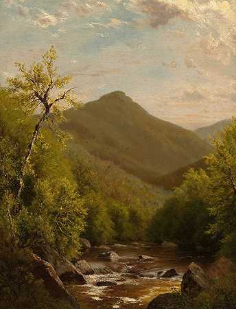 山间小溪`A Mountain Stream (1880) by Richard William Hubbard