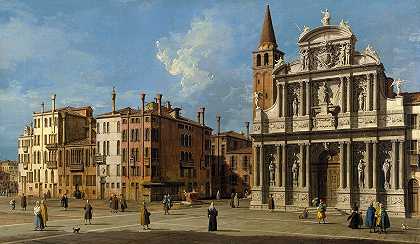 坎波圣玛丽亚佐贝尼戈，威尼斯`Campo Santa Maria Zobenigo, Venice (1730s) by Canaletto