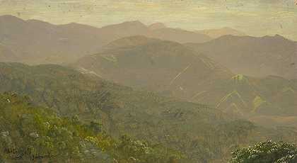 山地景观`Mountain Landscape (1865) by Frederic Edwin Church