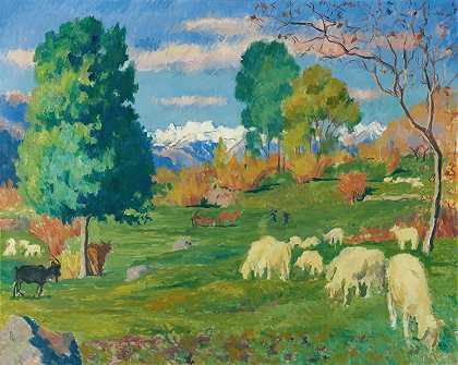 秋景`Autumnal Landscape (1932) by Giovanni Giacometti