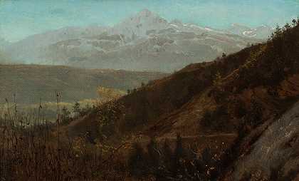 山地景观`Mountain landscape (1875~1912) by Lawrence Alma-Tadema