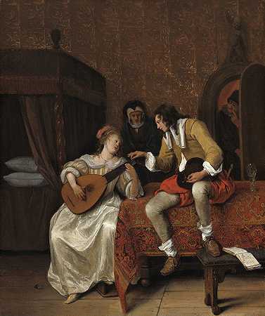 阿斯卡尼斯和卢塞尔（音乐课）`Ascagnes and Lucelle (The Music Lesson) (1667) by Jan Steen