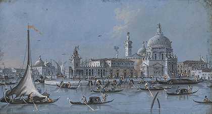 圣玛丽亚德拉礼炮、威尼斯和多加纳角`Santa Maria Della Salute, Venice And The Punta Della Dogana by Giacomo Guardi