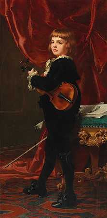 年轻小提琴手`Junger Geiger (1885) by Ferdinand Björksten