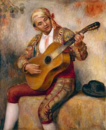 西班牙吉他手`The Spanish Guitarist (1894) by Pierre-Auguste Renoir