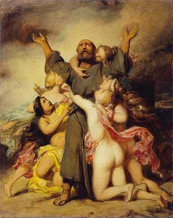 圣安东尼的诱惑`The Temptation of Saint Anthony (c. 1832) by Paul Delaroche