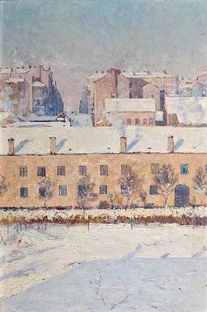 冬天的景象。来自斯德哥尔摩南部的主题`A Winter Scene. Motif from Southern Stockholm (1886) by Axel Lindman