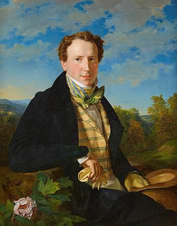 年轻时的自画像`Selbstporträt in jungen Jahren (1828) by Ferdinand Georg Waldmüller