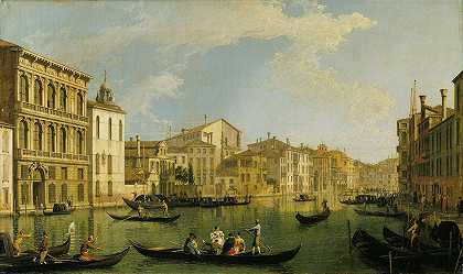 威尼斯，从弗拉基尼宫到圣马库拉的大运河`Venice, the Grand Canal from the Palazzo Flangini to San Marcuola (c. 1740 ~ 1750) by Canaletto