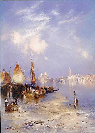威尼斯风光`A View of Venice (1891) by Thomas Moran