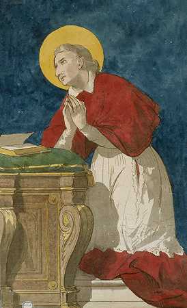 祷告中的圣徒`Saint Ecclésiastique en prière by Prosper Lafaye