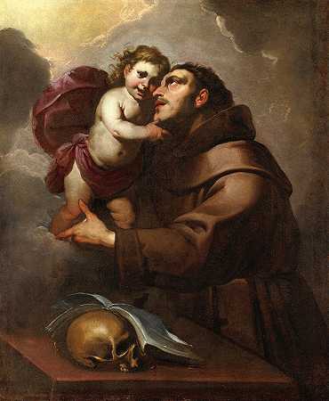 帕多瓦圣安东尼与基督之子`Saint Anthony Of Padua With The Christ Child by Gioacchino Assereto