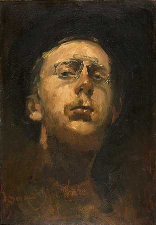 平斯·内兹自画像`Self~portrait with pince~nez by George Hendrik Breitner