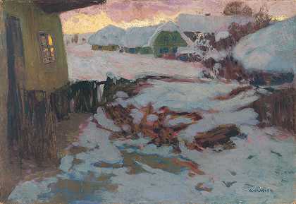 冬季景观`Winter Landscape (1915) by Alois Kalvoda