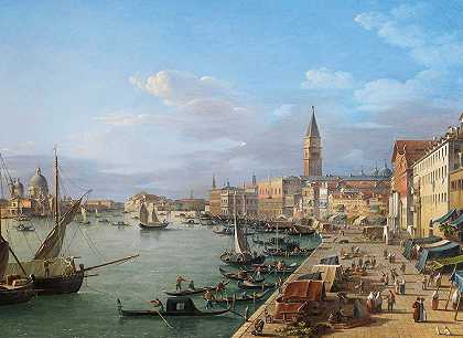 里瓦·德格利·斯齐亚沃尼，威尼斯`Riva degli Schiavoni, Venice (1822) by Roberto Roberti