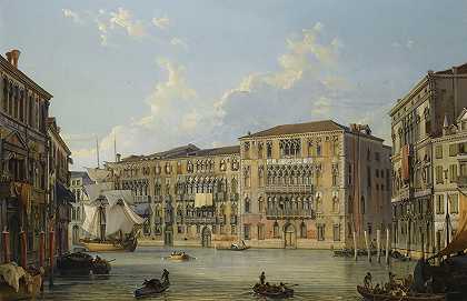 威尼斯大运河上的福斯卡里宫`The Palazzo Foscari On The Grand Canal, Venice by Friedrich von Nerly