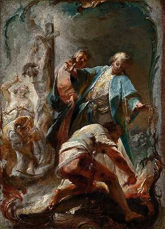 圣阿里亚努斯生活的场景`Scenes from the Life of Saint Arianus (1755) by Johann Wolfgang Baumgartner