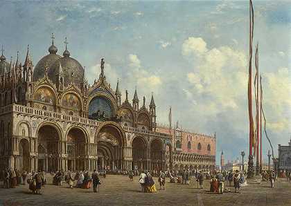 圣马克和威尼斯s广场`St Marks Square, Venice by Adolf Sukkert