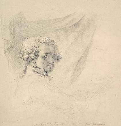 年轻时的自画像`Self Portrait as a Young Man (ca. 1780) by Vivant Denon