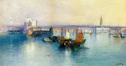 威尼斯圣乔治塔`Venice from the Tower of San Giorgio (1900) by Thomas Moran