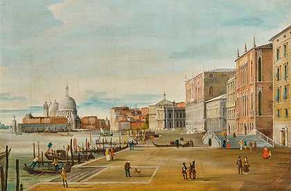 威尼斯，背景是莫洛和圣玛丽亚·德拉敬礼`Venice, a View of the Molo and Santa Maria della Salute in the Background by Marco Grubacs
