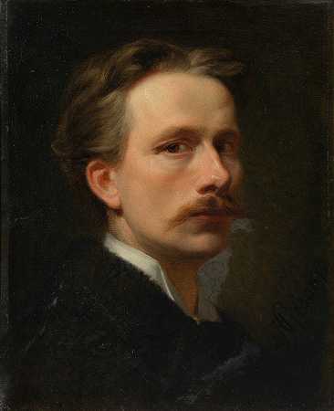 自画像奥古斯特·塞萨尔`Selbstbildnis August Cesar (1876) by August Cesar