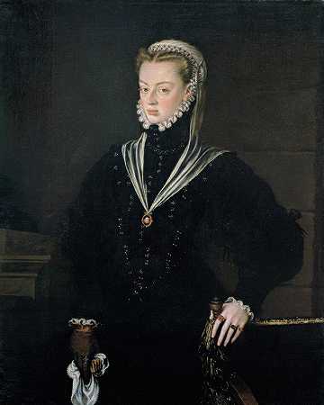 奥地利的胡安娜，葡萄牙公主的肖像`Portrait of Juana of Austria, Princess of Portugal (circa 1557) by Alonso Sánchez Coello