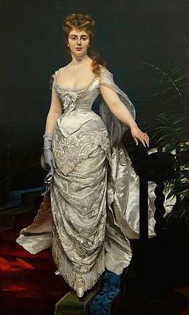 X小姐肖像，安福蒂侯爵`Portrait de mademoiselle X, Marquise Anforti (1875) by Carolus-Duran