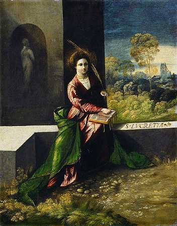 圣卢克雷西亚`Saint Lucretia (c. 1520) by Dosso Dossi
