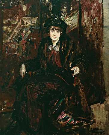 玛格丽特·德克塞斯·德格鲁克斯比尔格、让·德布罗利公主肖像`Portrait de Marguerite Decazes de Glucksbierg, princesse Jean de Broglie (1905~1914) by Jacques-Émile Blanche