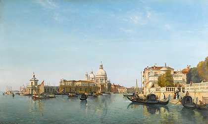 多加纳角和威尼斯大运河`The Punta Della Dogana And Grand Canal, Venice (1877) by Jean-Baptiste van Moer