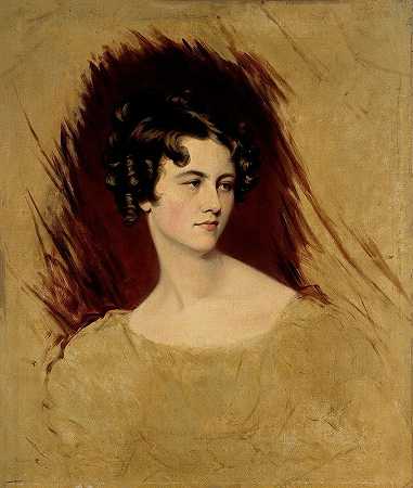 梅特涅的克莱门廷公主的假定肖像`Presumed portrait of Princess Clementine of Metternich by Sir Thomas Lawrence