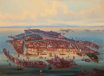 威尼斯全景`A Panoramic View Of Venice by Albert Rieger