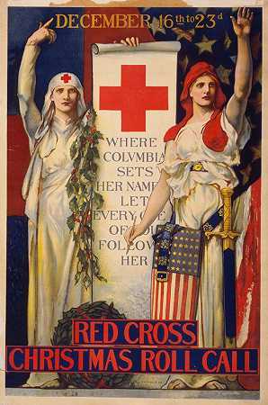 红十字会圣诞点名12月16日至23日`Red Cross Christmas roll call December 16th to 23rd (1918) by Edwin Howland Blashfield