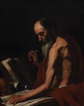 圣杰罗姆`St Jerome (1600 – 1699) by Jusepe de Ribera