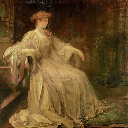 维奥莱特肖像，格兰比侯爵夫人`Portrait of Violet, Marchioness of Granby (1895) by James Jebusa Shannon