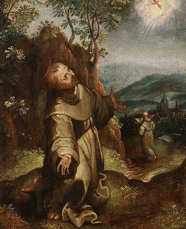 圣方济各接受圣名`Saint Francis Receives the Stigmata (1600) by Julius Oldach