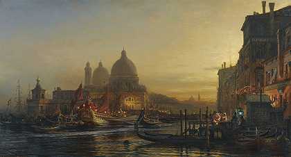 庆祝活动的前夜，圣玛丽亚·德拉致敬，威尼斯`The Eve Of The Celebration, Santa Maria Della Salute, Venice (1867) by Alexei Petrovich Bogoliubov