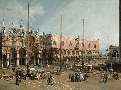 圣马可广场s、 威尼斯`The Square of Saint Marks,Venice (1742~1744) by Canaletto