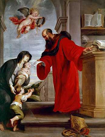 特雷吉耶的圣艾夫斯，律师的赞助人，寡妇和孤儿的辩护人`Saint Ives of Treguier, Patron of Lawyers, Defender of Widows and Orphans (between 1615 and 1616) by Peter Paul Rubens