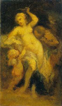 维纳斯解除丘比特的武装`Venus disarming Cupid (probably c.1855) by Narcisse-Virgile Diaz de La Peña