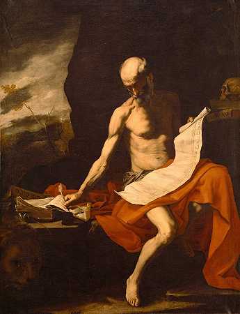 荒野中的圣杰罗姆`Saint Jerome in the Wilderness (between 1645 and 1685) by workshop of Jusepe de Ribera